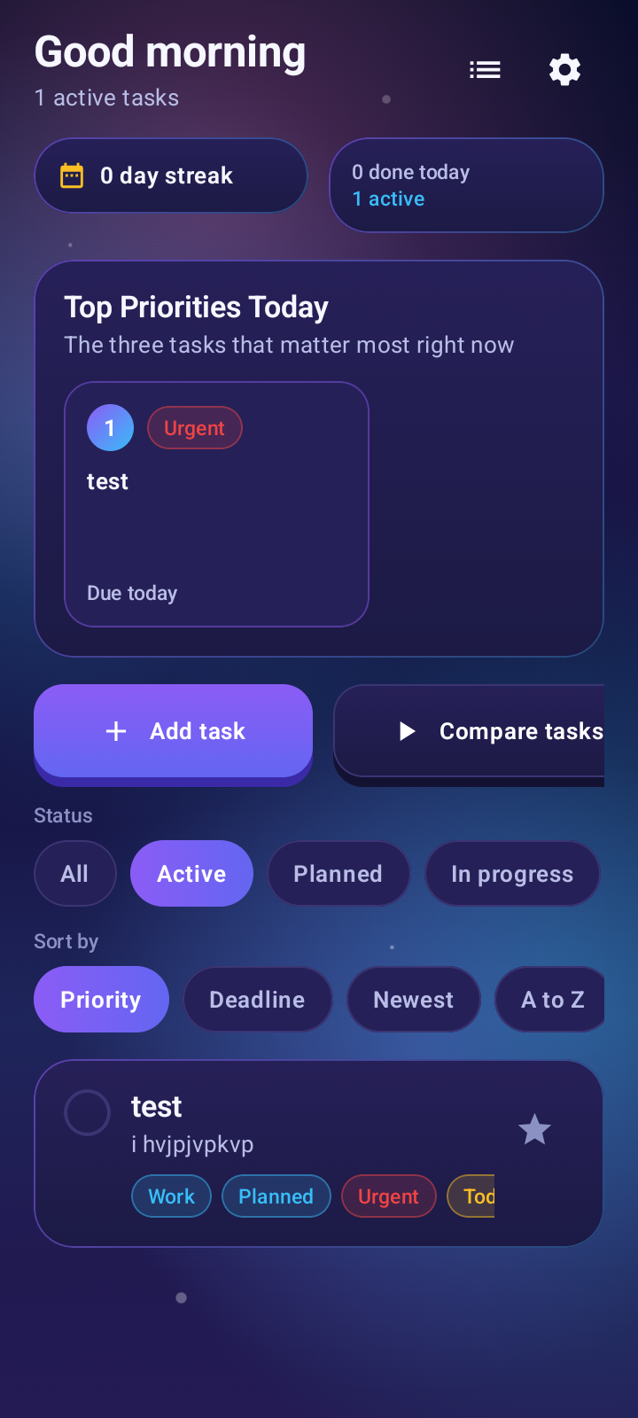 CompareIt Now dashboard screen